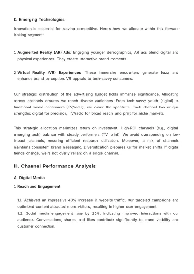 Free Advertising Cost Allocation Report Template to Edit Online
