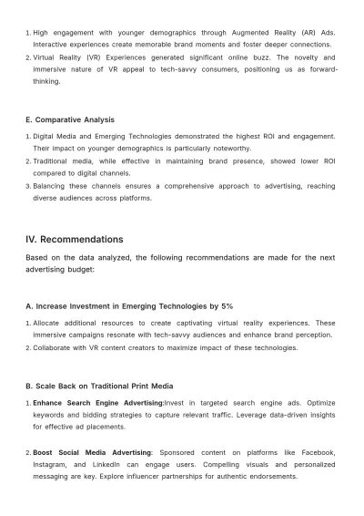 Free Advertising Cost Allocation Report Template to Edit Online