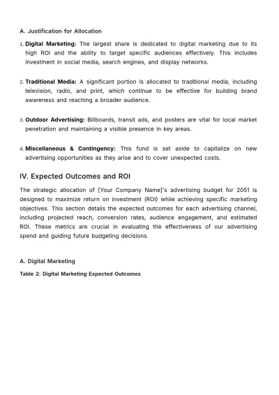 Free Advertising Budget Justification Report Template to Edit Online