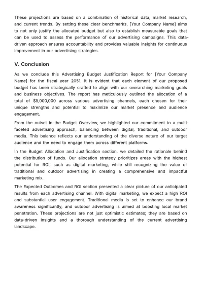 Free Advertising Budget Justification Report Template to Edit Online