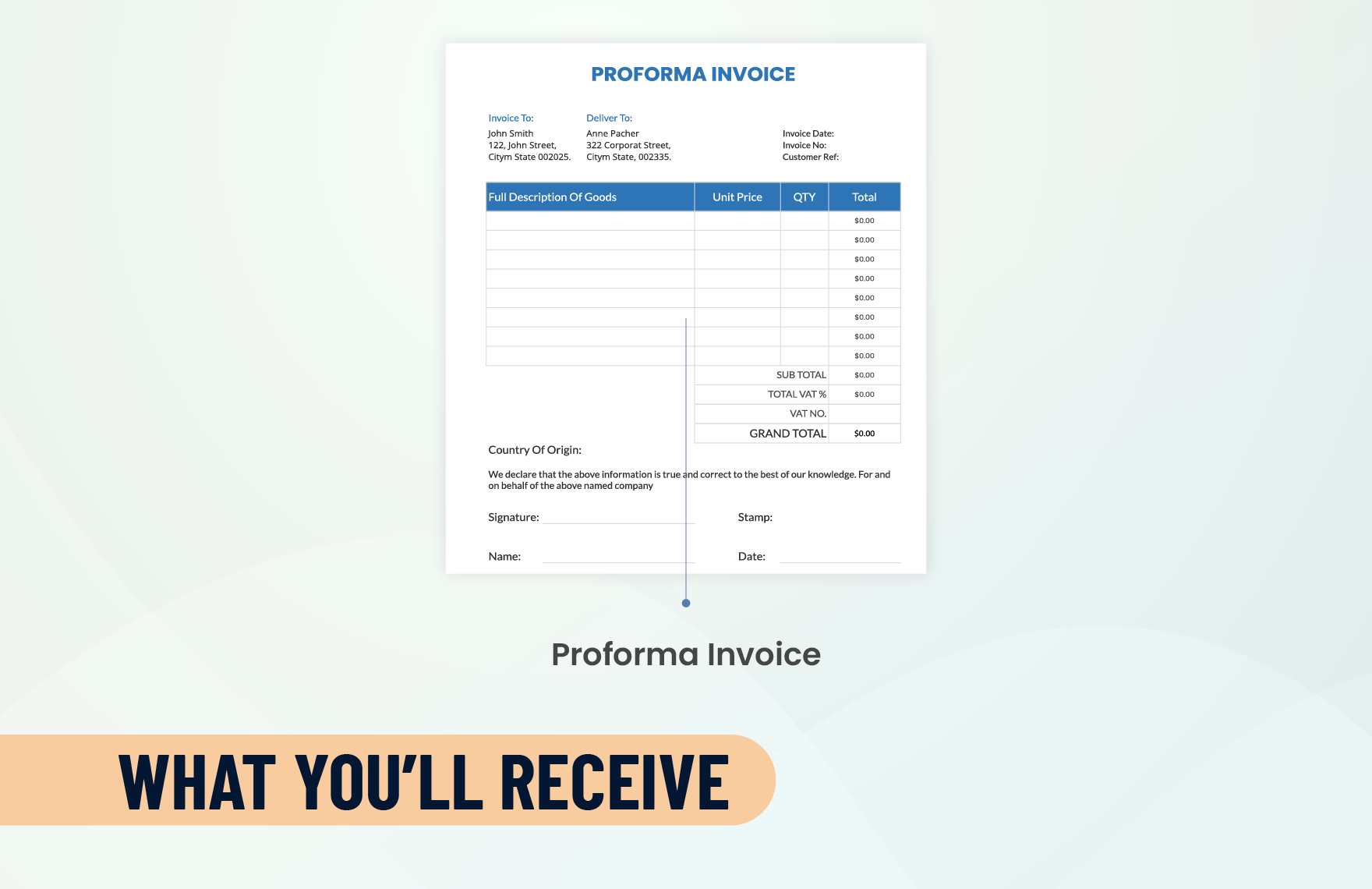 Sample Proforma Invoice Template