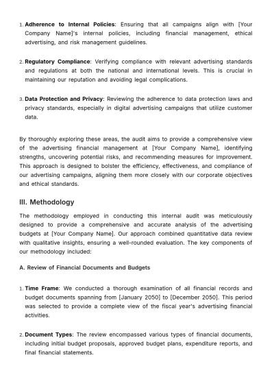 Free Internal Audit Report for Advertising Budgets Template to Edit Online