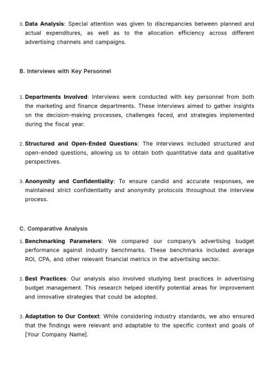 Free Internal Audit Report for Advertising Budgets Template to Edit Online
