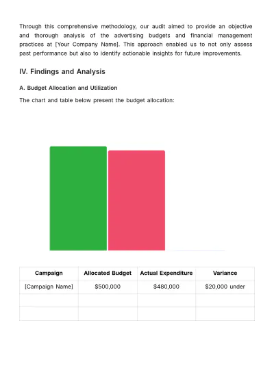 Free Internal Audit Report for Advertising Budgets Template to Edit Online