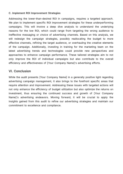 Free Internal Audit Report for Advertising Budgets Template to Edit Online