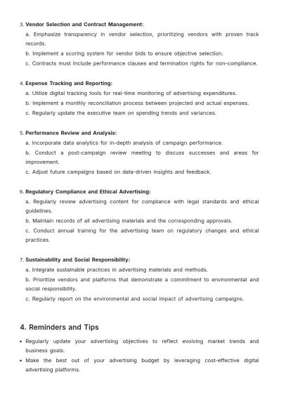 Free Advertising Financial Control Procedures Template to Edit Online