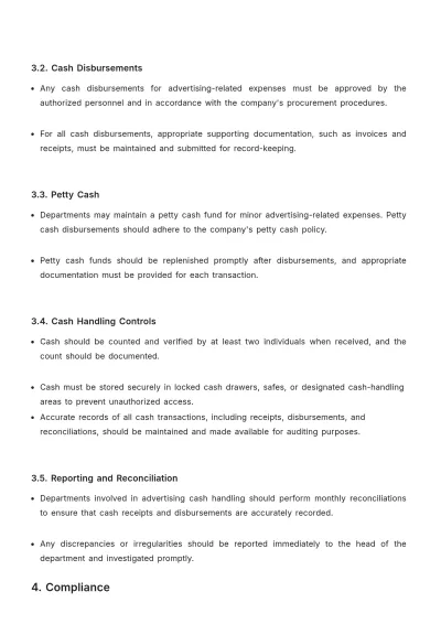 Free Advertising Cash Handling Policy for Departments Template to Edit Online