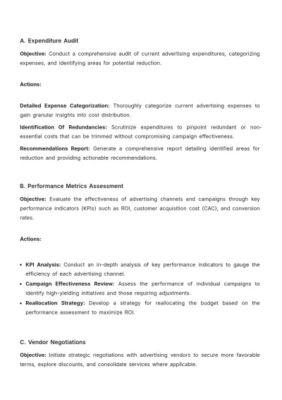 Free Advertising Expense Reduction Plan Template to Edit Online