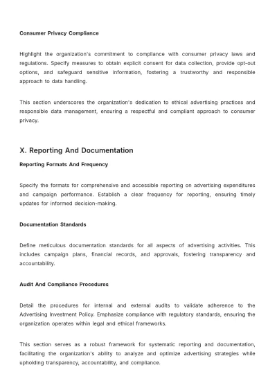 Free Advertising Investment Policy & Procedure Template to Edit Online