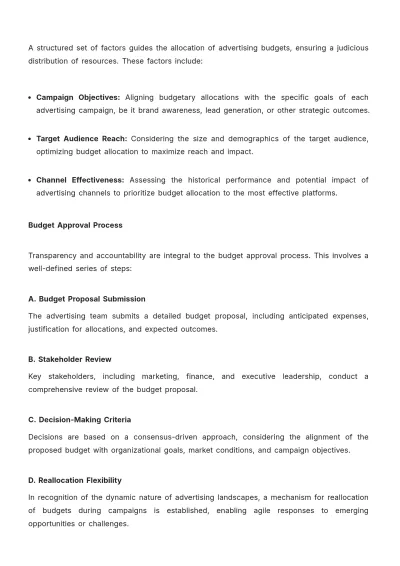 Free Advertising Investment Policy & Procedure Template to Edit Online
