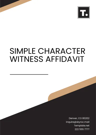 Free Simple Character Witness Affidavit Template to Edit Online