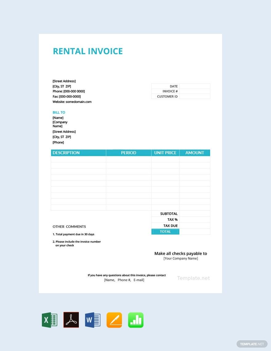 Rental Property Invoice Template