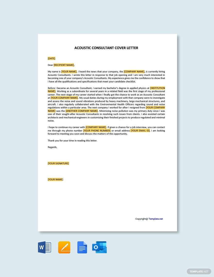 Acoustic Consultant Cover Letter Template