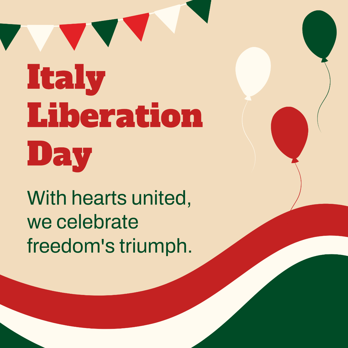Free Italy Liberation Day Facebook Post Template