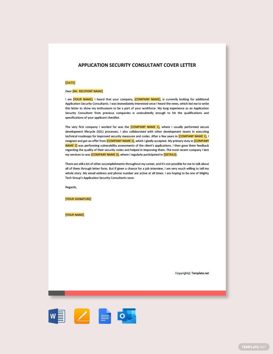 Application Security Consultant Cover Letter Template