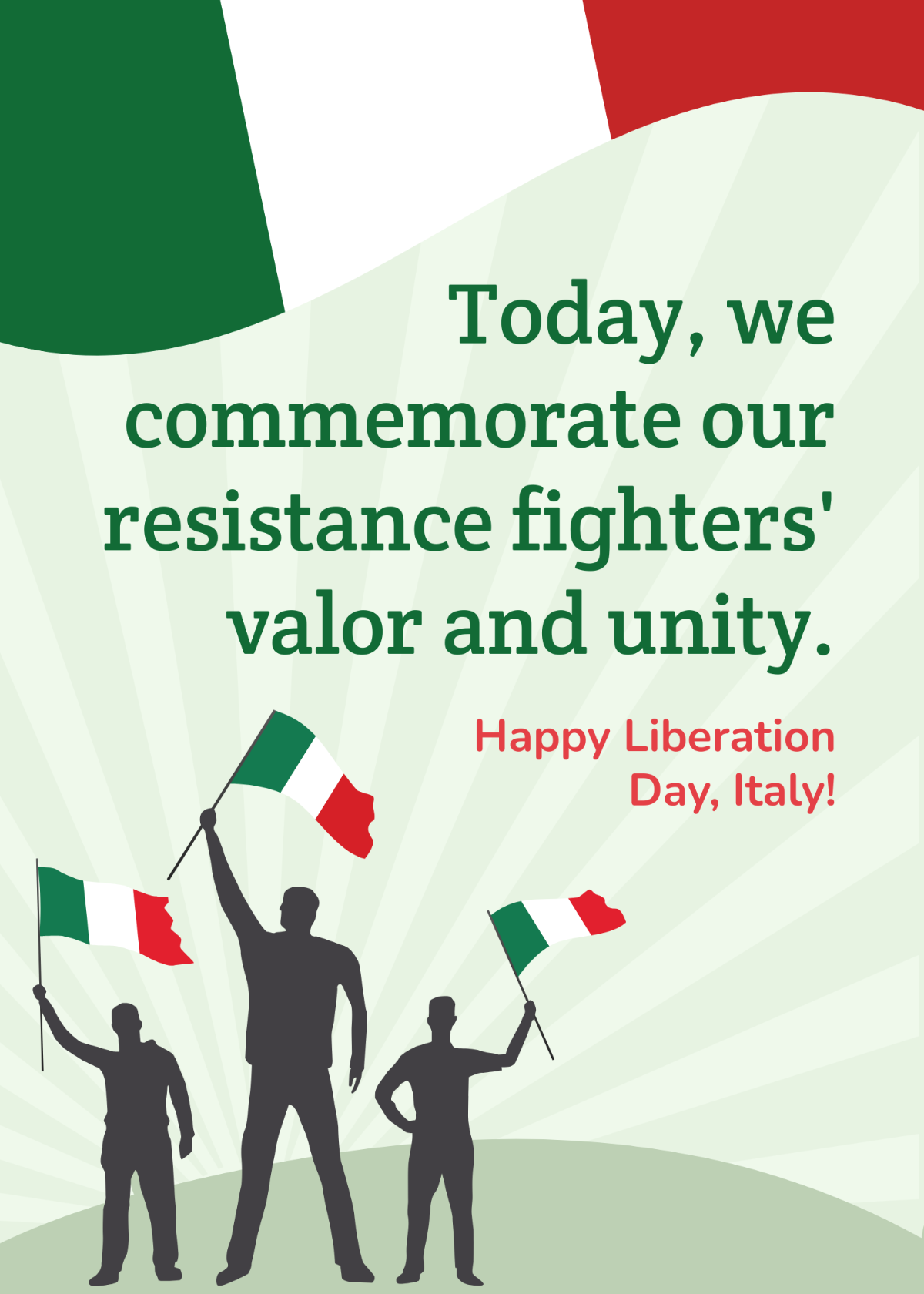 Italy Liberation Day Greeting Card Template