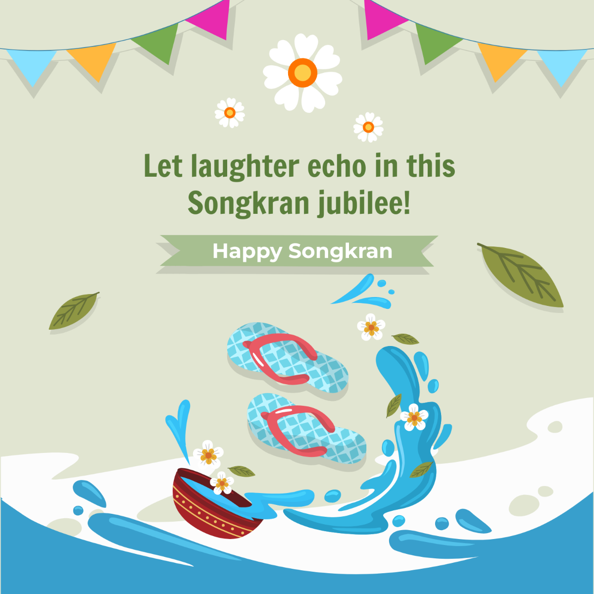 Free  Songkran WhatsApp Post Template