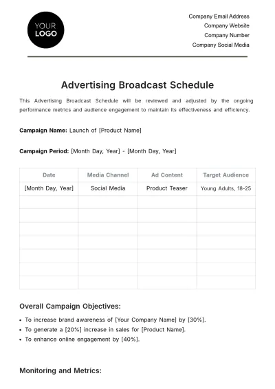 Free Advertising Broadcast Schedule Template to Edit Online