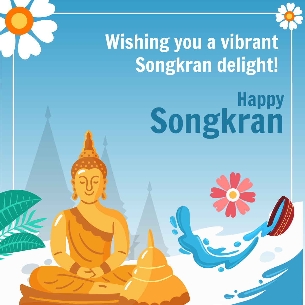 Free  Songkran LinkedIn Post Template