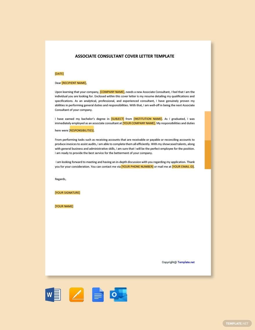 Associate Consultant Cover Letter Template