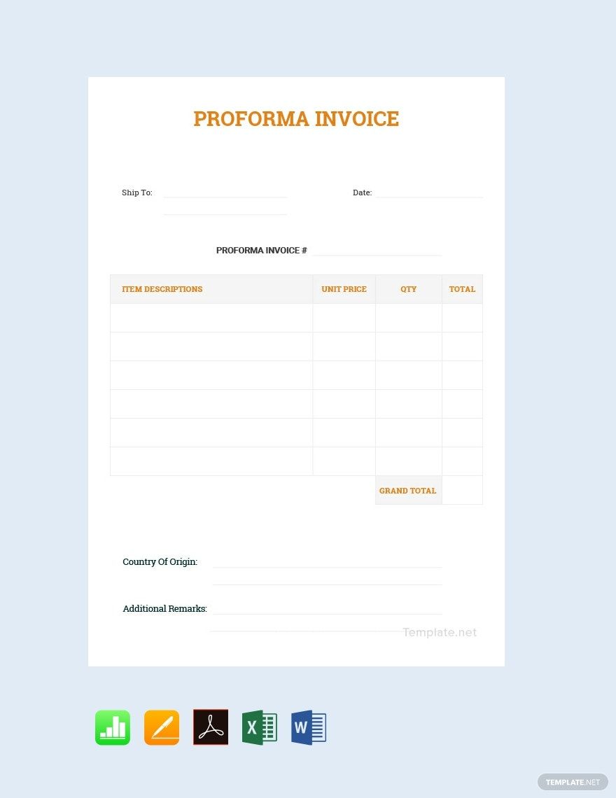 Simple Proforma Invoice Template