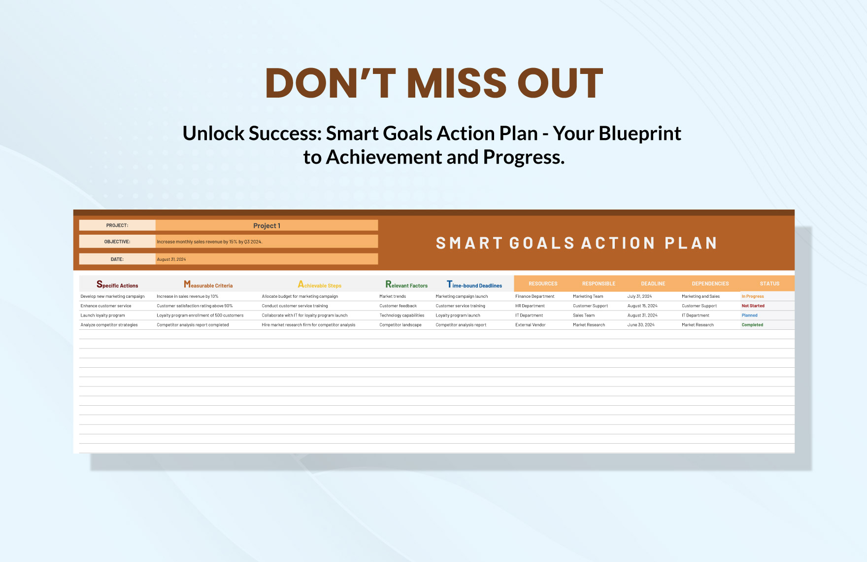 Smart Goals Action Plan  Template