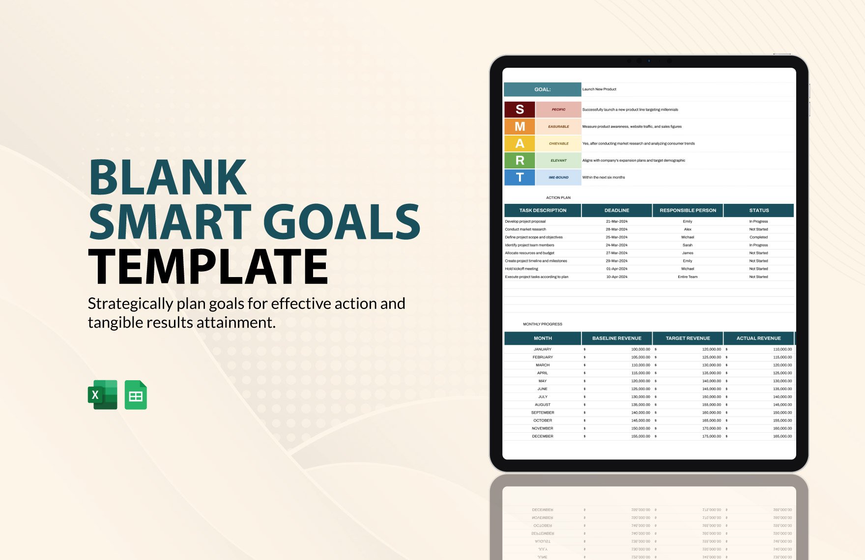 Blank Smart Goals Template in Excel, Google Sheets