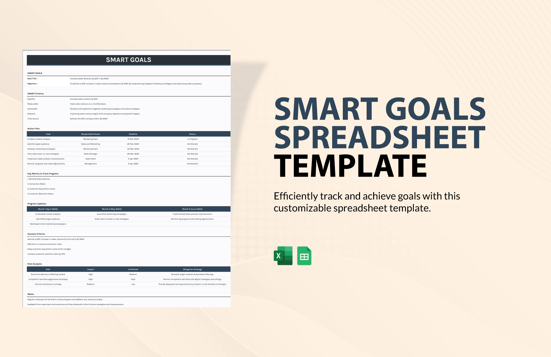 Goal Templates In Google Sheets FREE Download Template