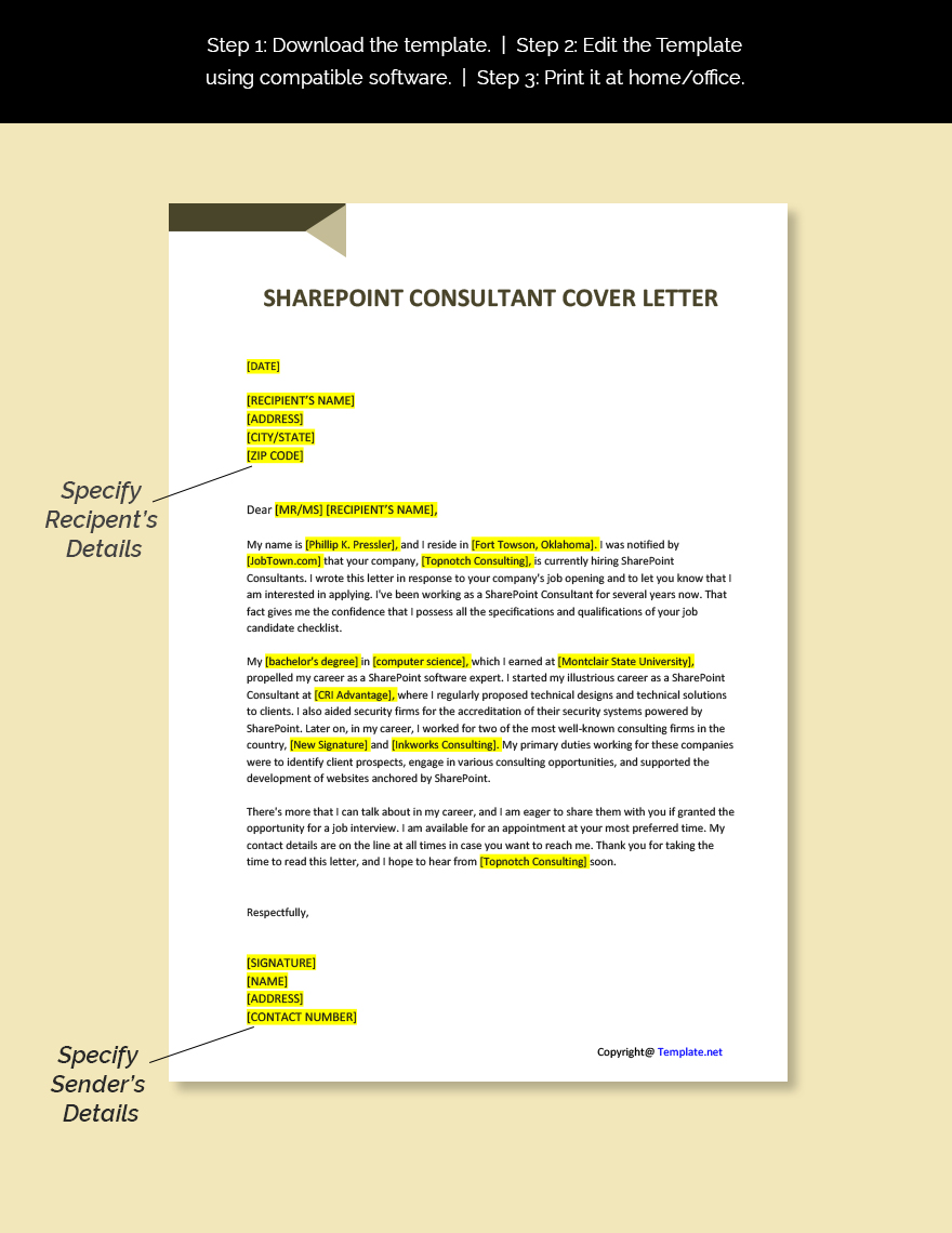 Sharepoint Consultant Cover Letter