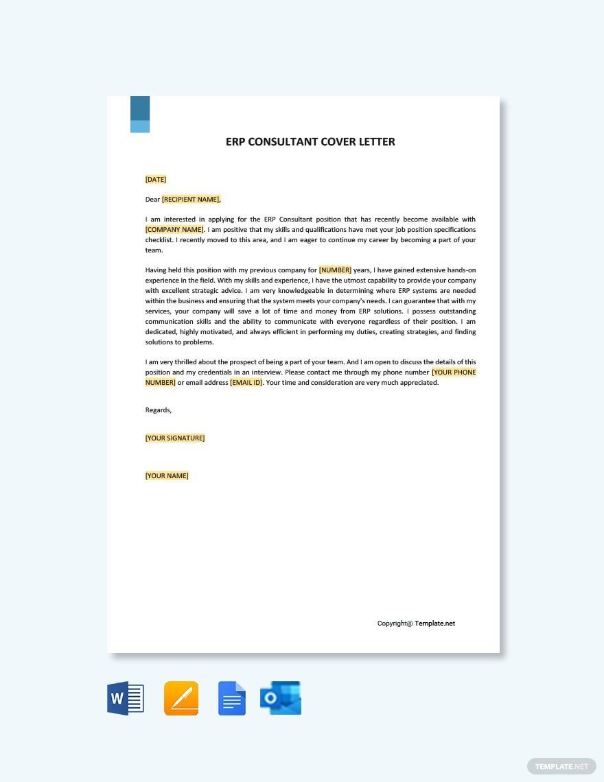 ERP Consultant Cover Letter Template