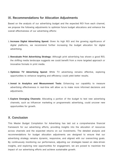 Free Master Budget Compilation for Advertising Template to Edit Online