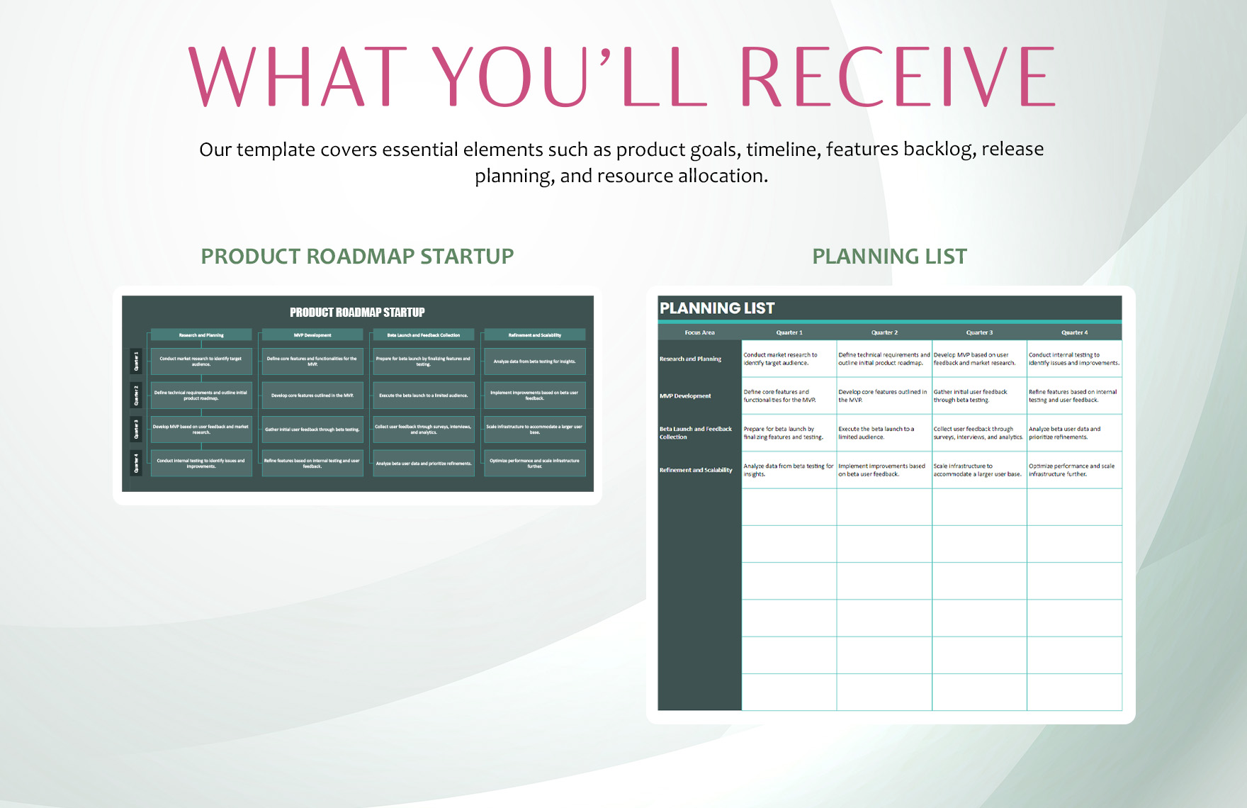Product Roadmap Startup Template