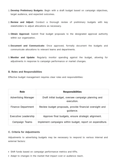 Free Advertising Cash Management Protocol for Campaigns Template to Edit Online