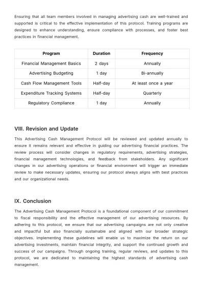 Free Advertising Cash Management Protocol for Campaigns Template to Edit Online