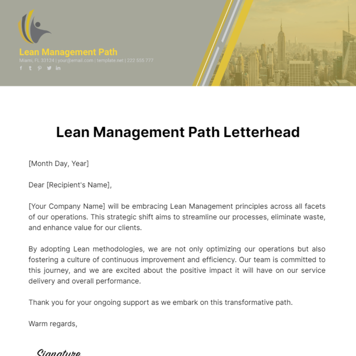 Free Lean Management Path Letterhead Template