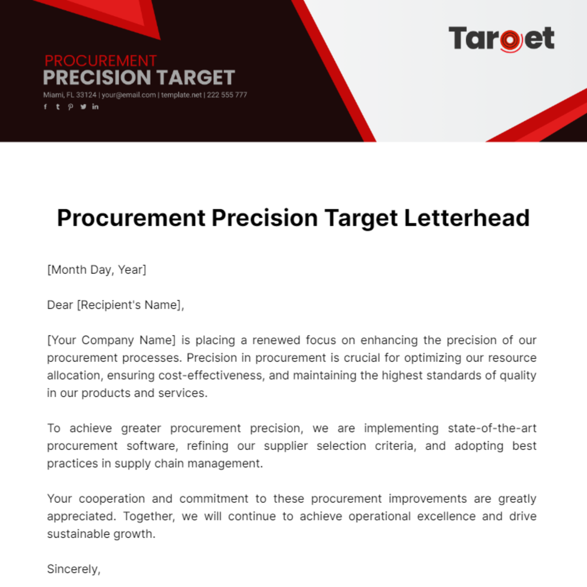 Free Procurement Precision Target Letterhead Template
