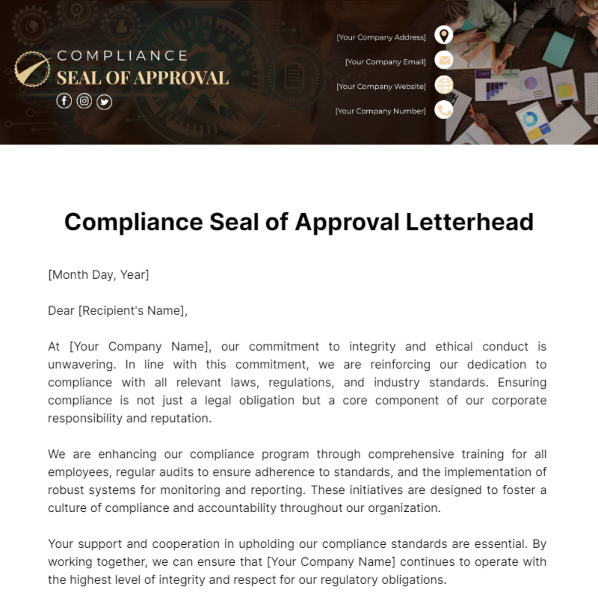 Compliance Seal of Approval Letterhead Template