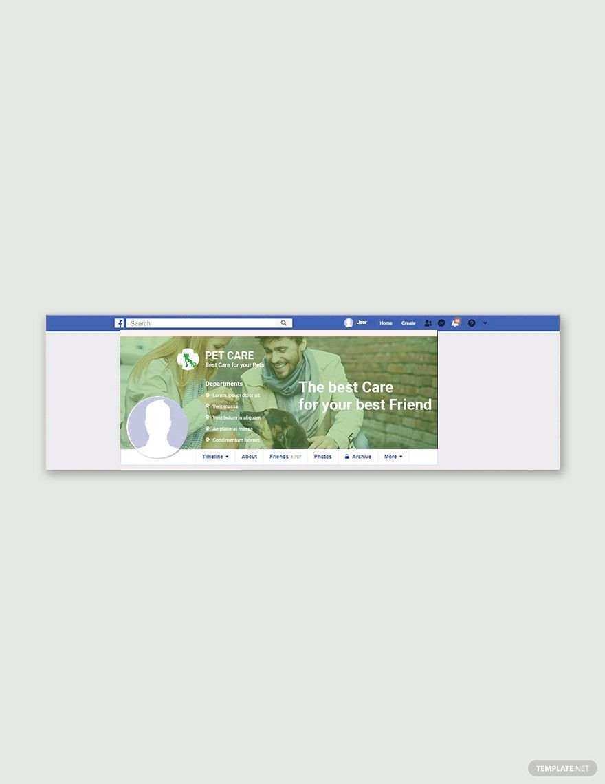 Pet Care Facebook Cover Page Template