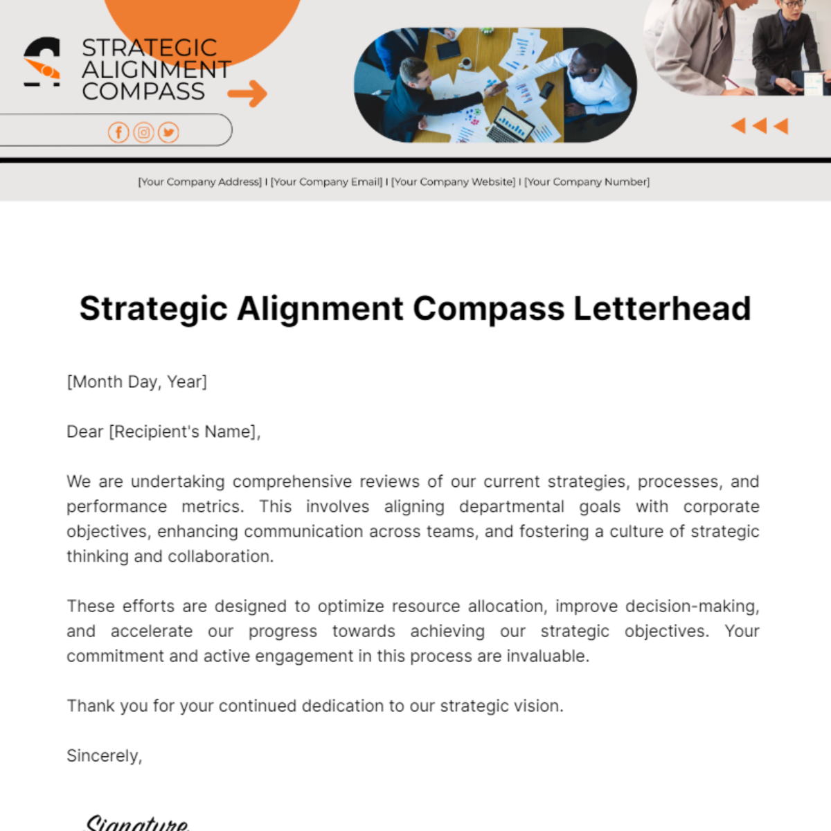 Free Strategic Alignment Compass Letterhead Template