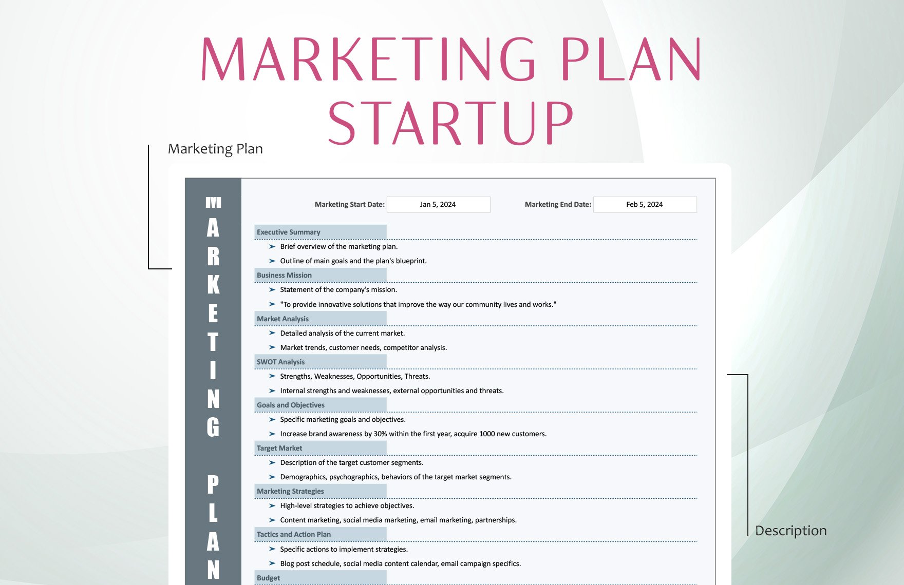 Marketing Plan Startup Template