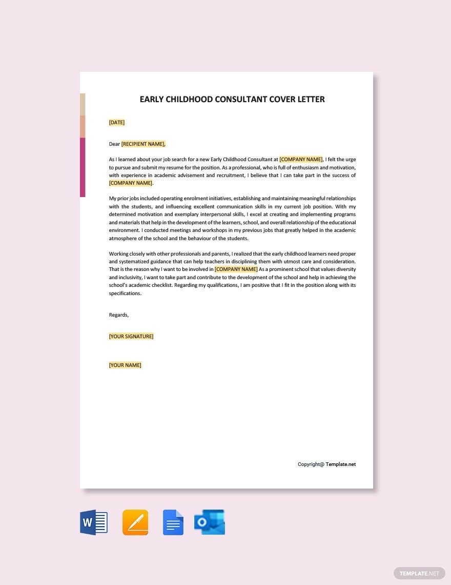 Early Childhood Consultant Cover Letter Template
