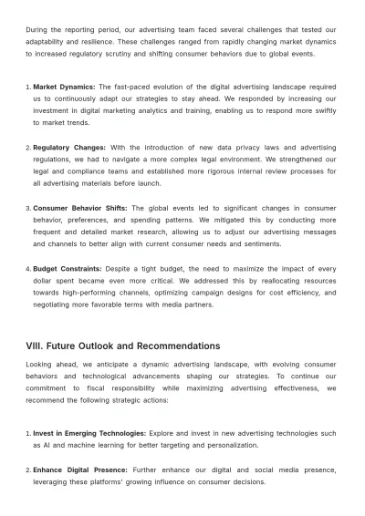 Free Fiscal Responsibility and Advertising Report Template to Edit Online