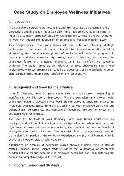 Free Case Study on Employee Wellness Initiatives Template to Edit Online