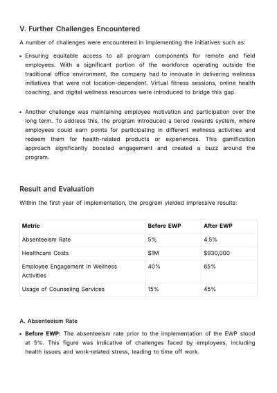 Free Case Study on Employee Wellness Initiatives Template to Edit Online