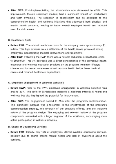 Free Case Study on Employee Wellness Initiatives Template to Edit Online