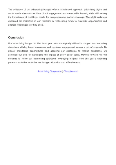 Free Advertising Budget Utilization Report Template to Edit Online