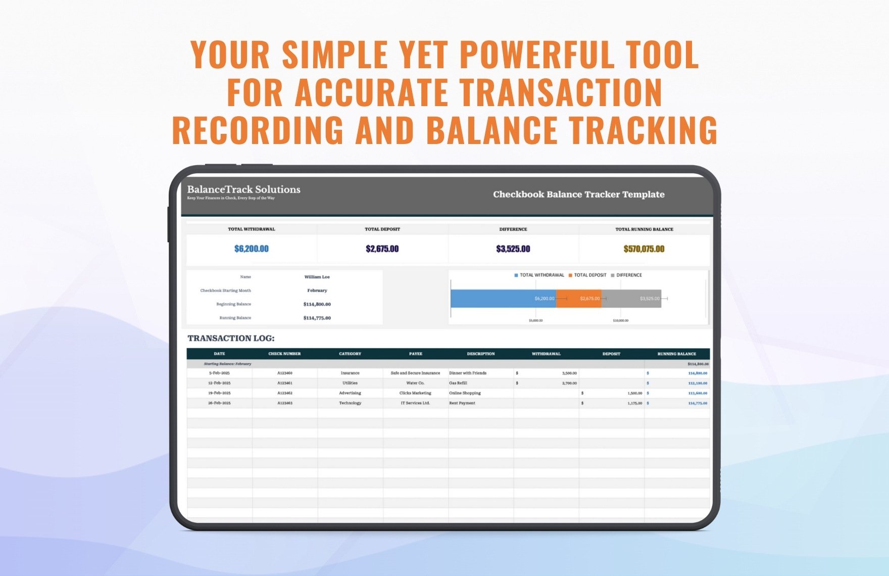 Checkbook Balance Tracker Template