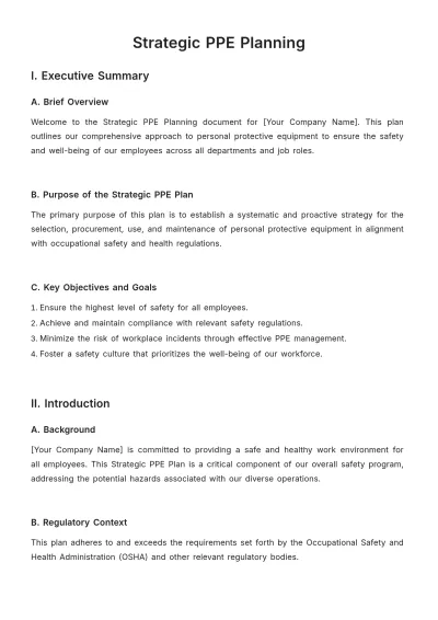 Free Strategic PPE Planning Template to Edit Online