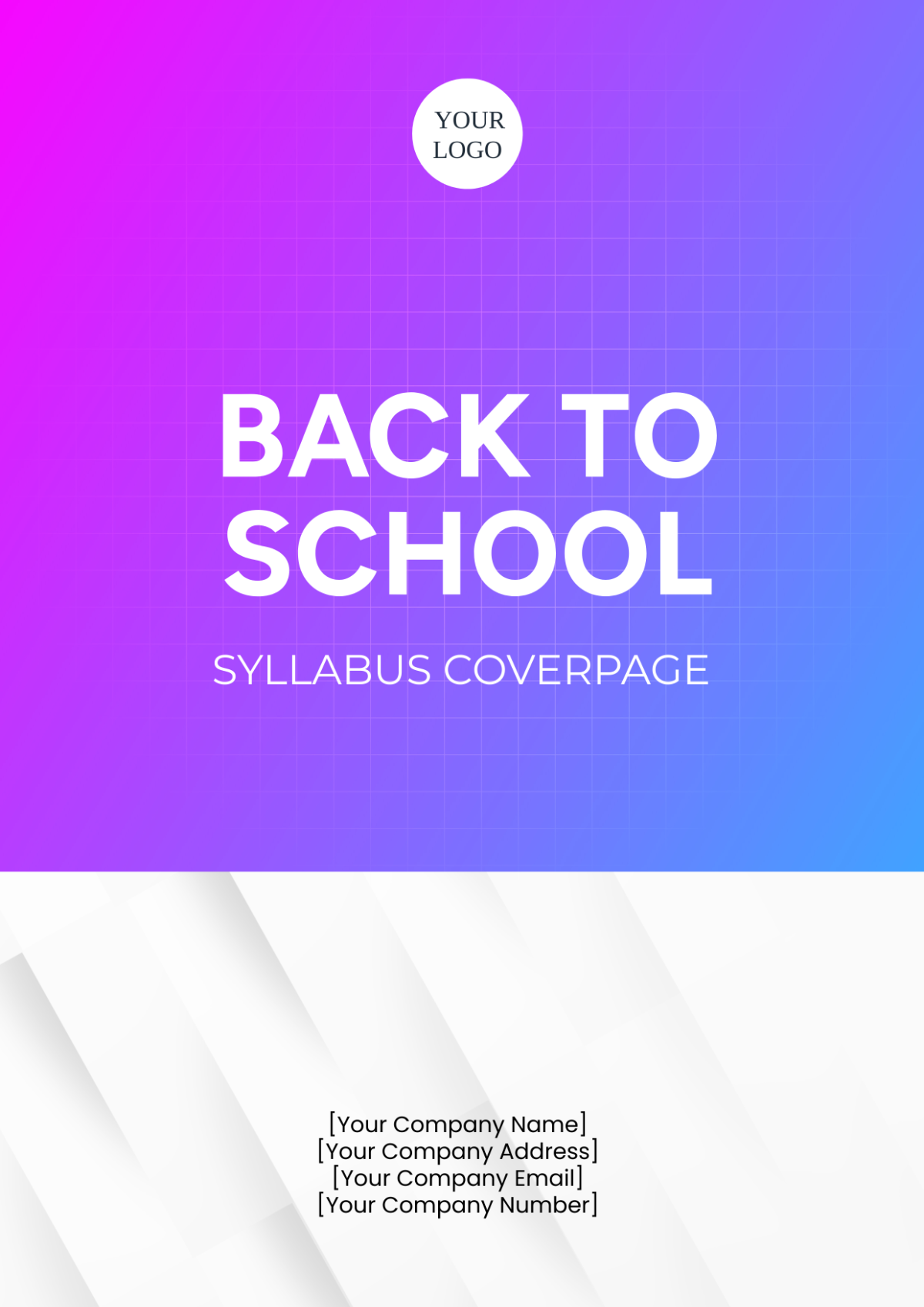 Back to School Syllabus Cover Page