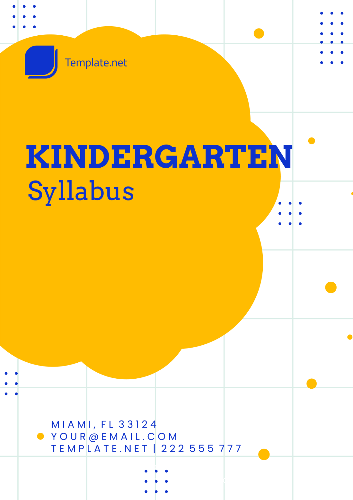 Free Kindergarten Syllabus Cover Page Template
